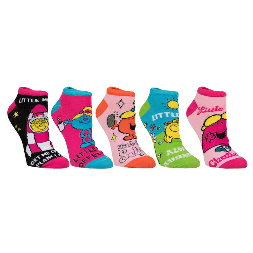 Little Miss Characters 5 Pair Ankle Socks