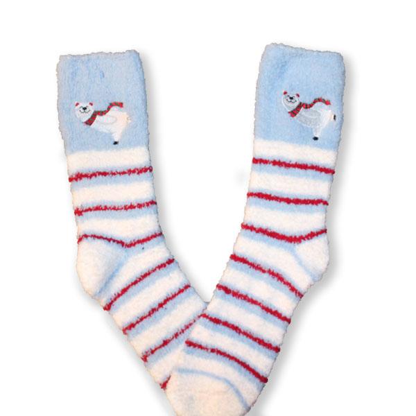 Polar Bear Socks Fuzzy Applique Christmas Women’s Sock