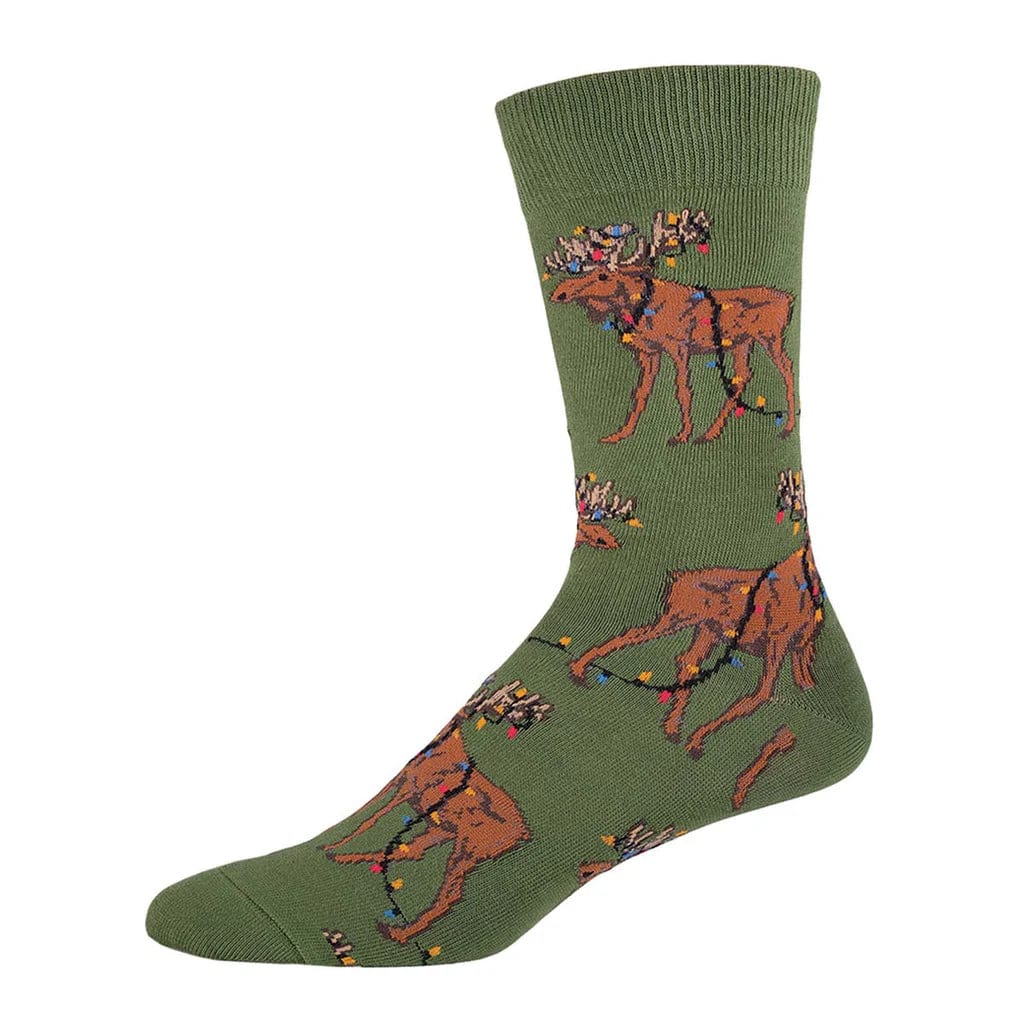 Xmas Lights Moose Men’s Crew Socks