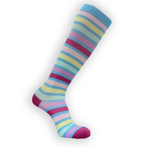 Colorful Blue Striped Compression Socks Knee High Sock