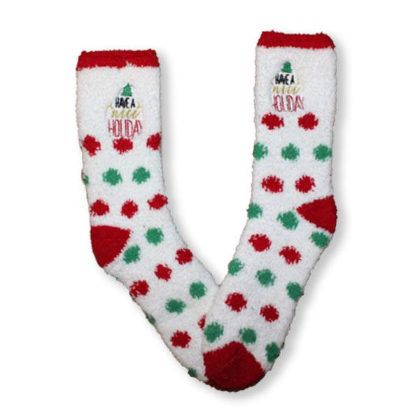 Holiday Socks Fuzzy Applique Christmas Women’s Sock