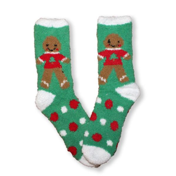 Gingerbread Man Socks Fuzzy Christmas Women’s Sock