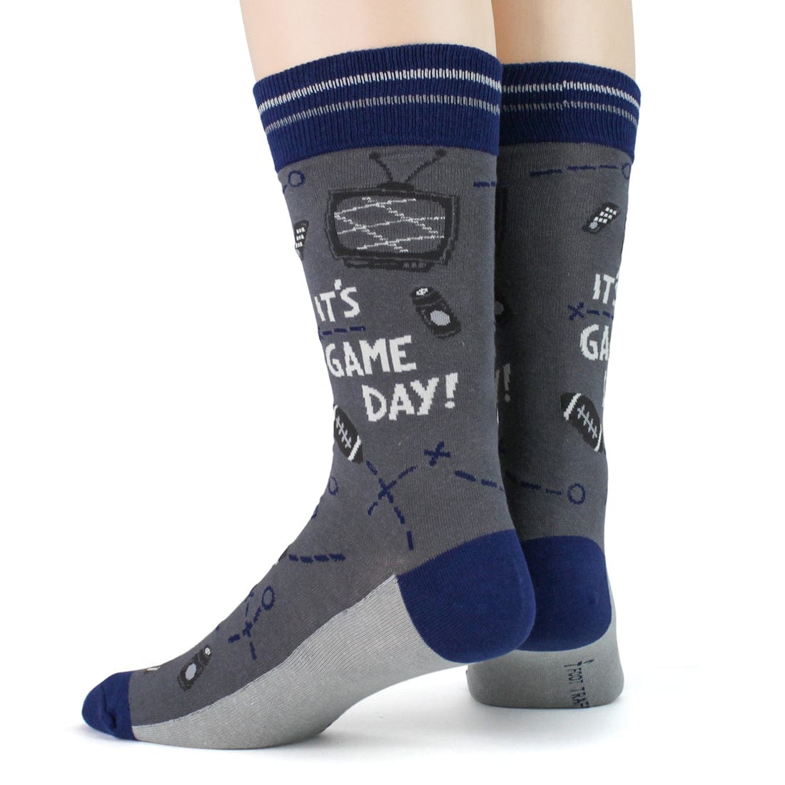 Game Day Blue Grey Men’s Crew Socks