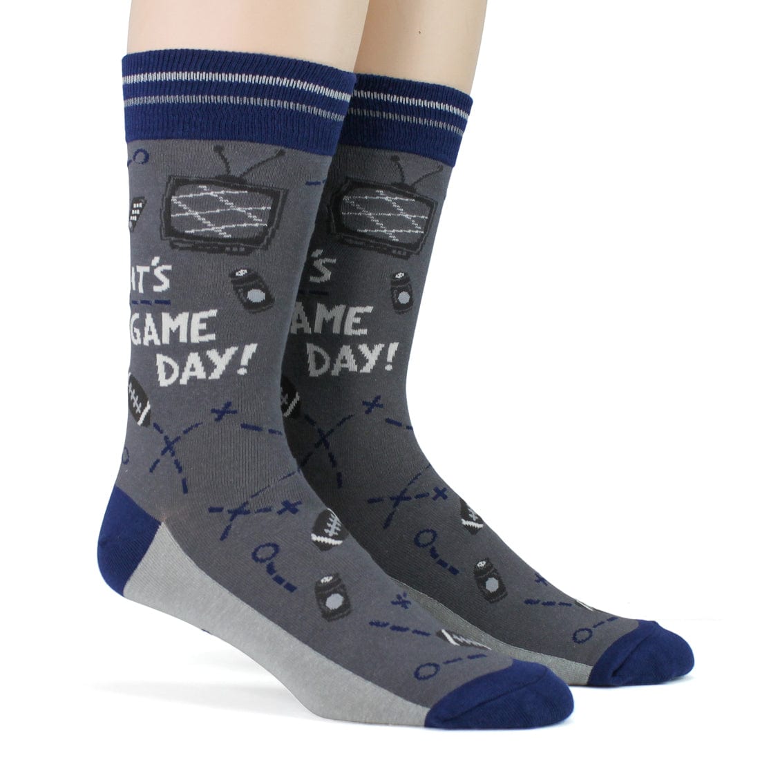 Game Day Blue Grey Men’s Crew Socks