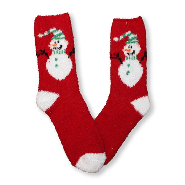 Snowman Socks Fuzzy Christmas Women’s Sock