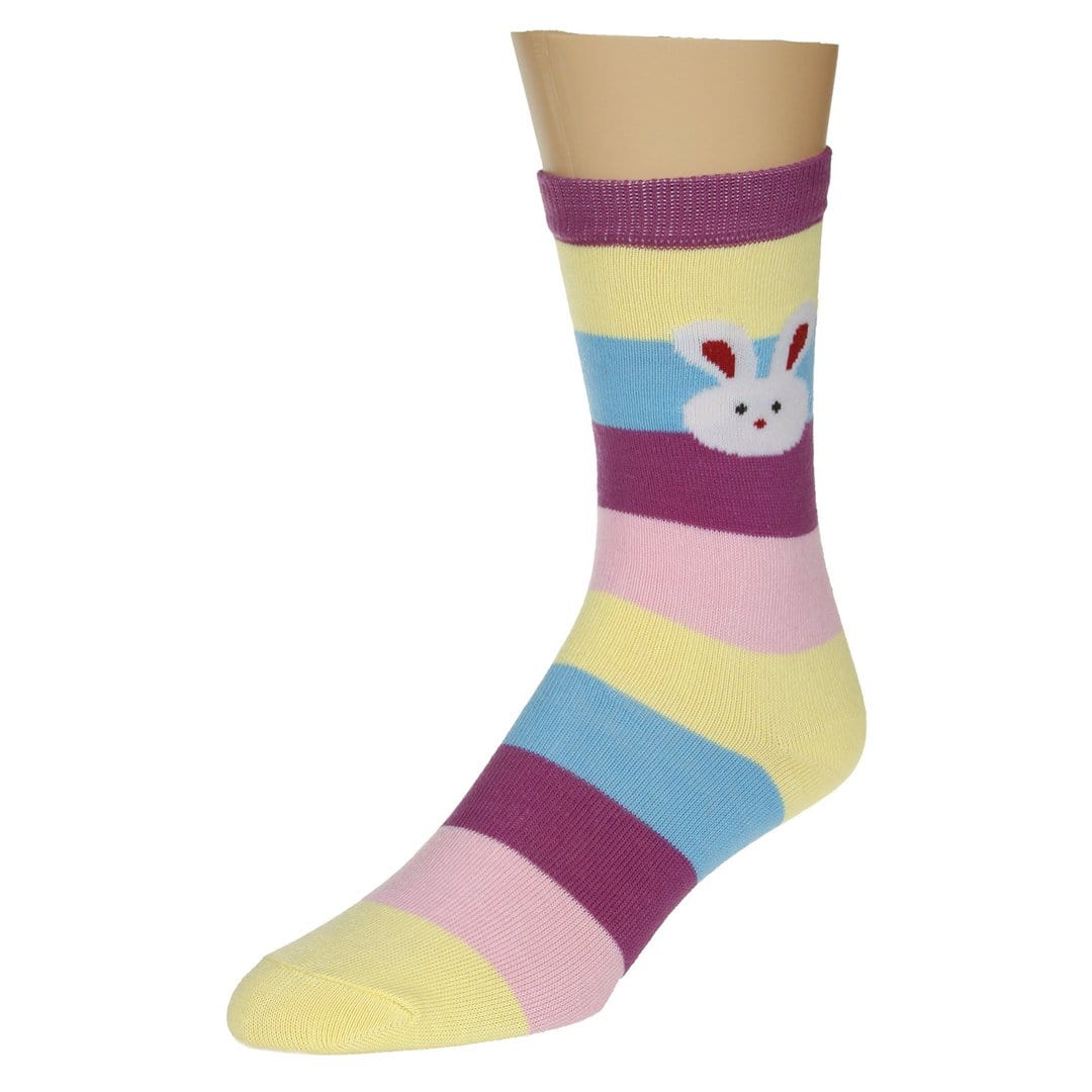 Bunny Socks with Wide Stripes Women’s Crew Sock