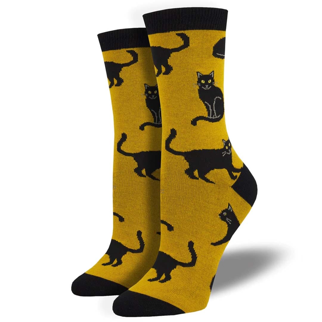 Black Cat Women’s Bamboo Crew Socks