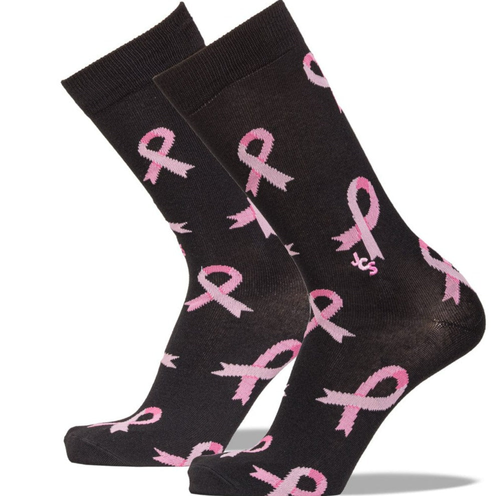 Breast Cancer Awareness Ribbon Black Crew Sock