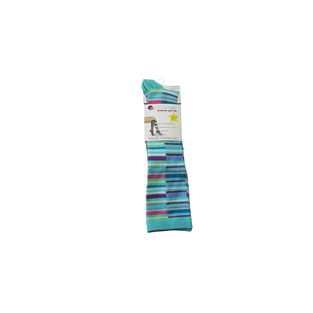 Teal Stripe Compression Socks Knee High Sock