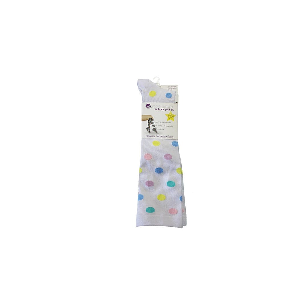 White Polka Dot Compression Socks Knee High Sock