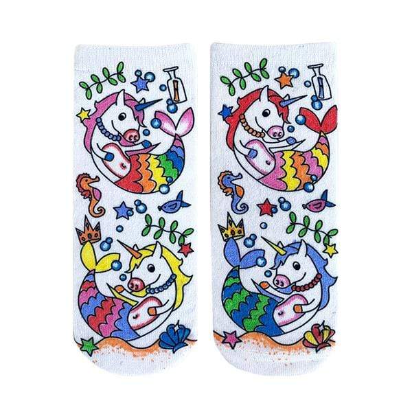 Unicorn Mermaid Color In Socks Ankle Sock