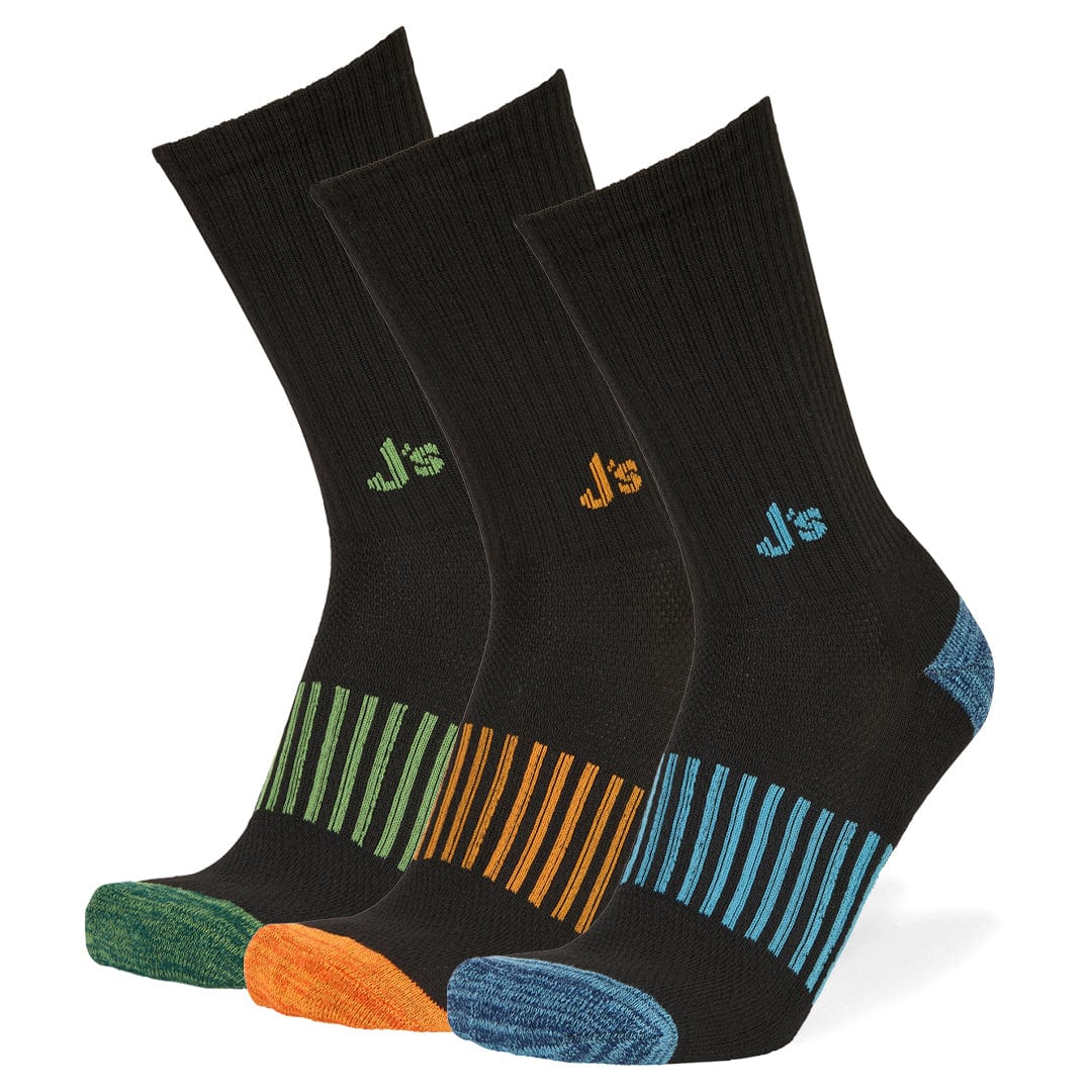 J’s Athletic Crew 3 Pack – Black/Assorted