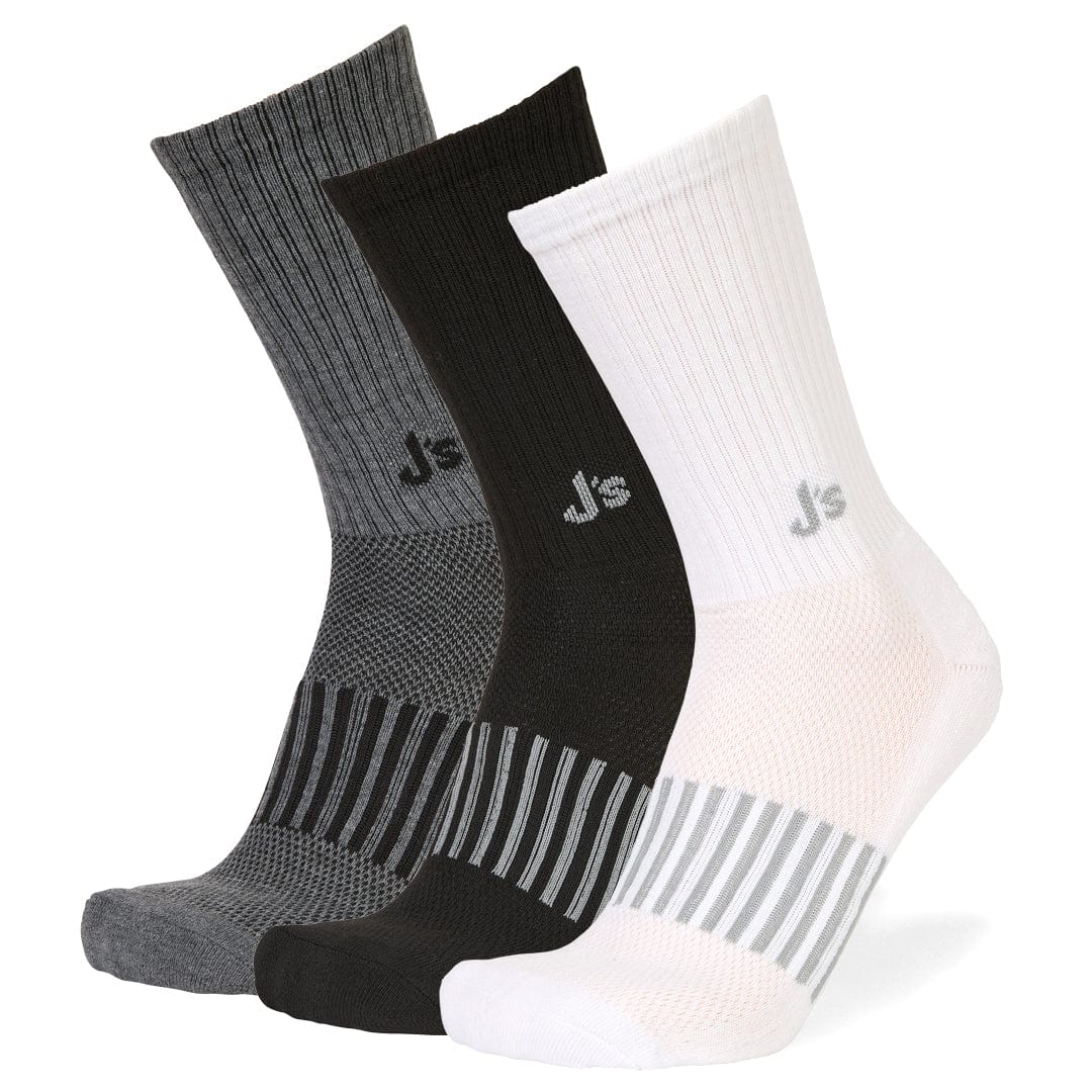 J’s Athletic Crew 3 Pack – Black/White/Grey