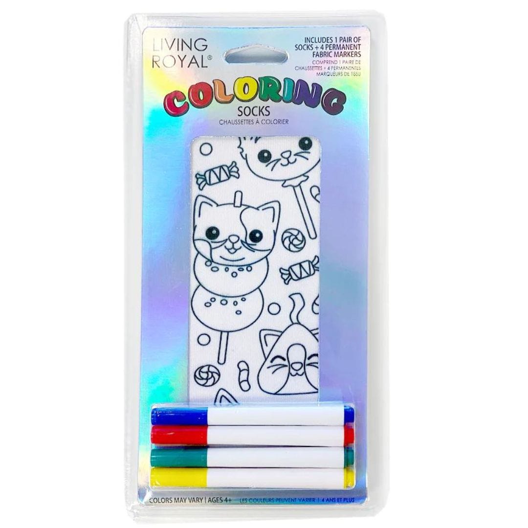 Candy Cat Coloring Socks