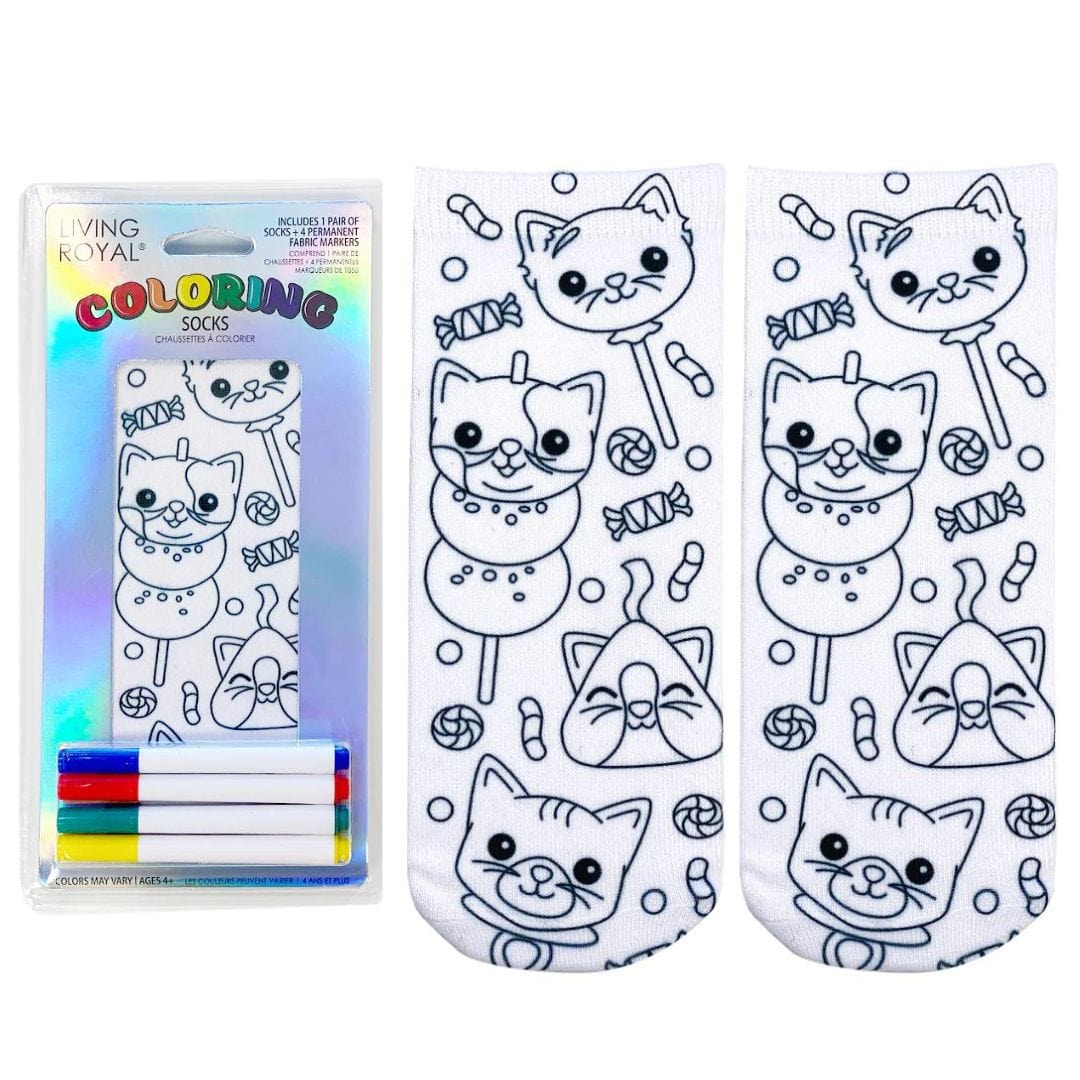 Candy Cat Coloring Socks