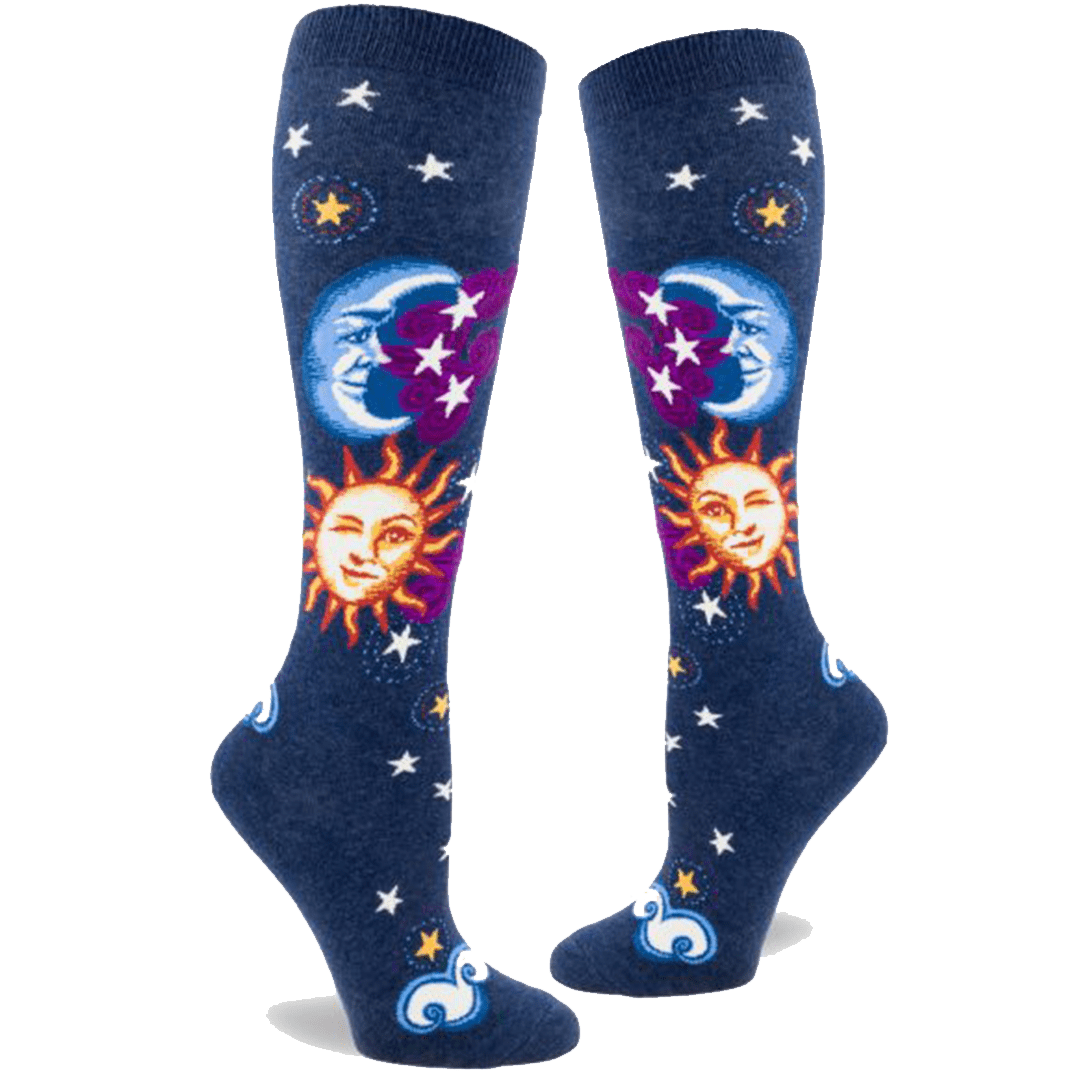 Celestial Sun & Moon Women’s Knee High Socks