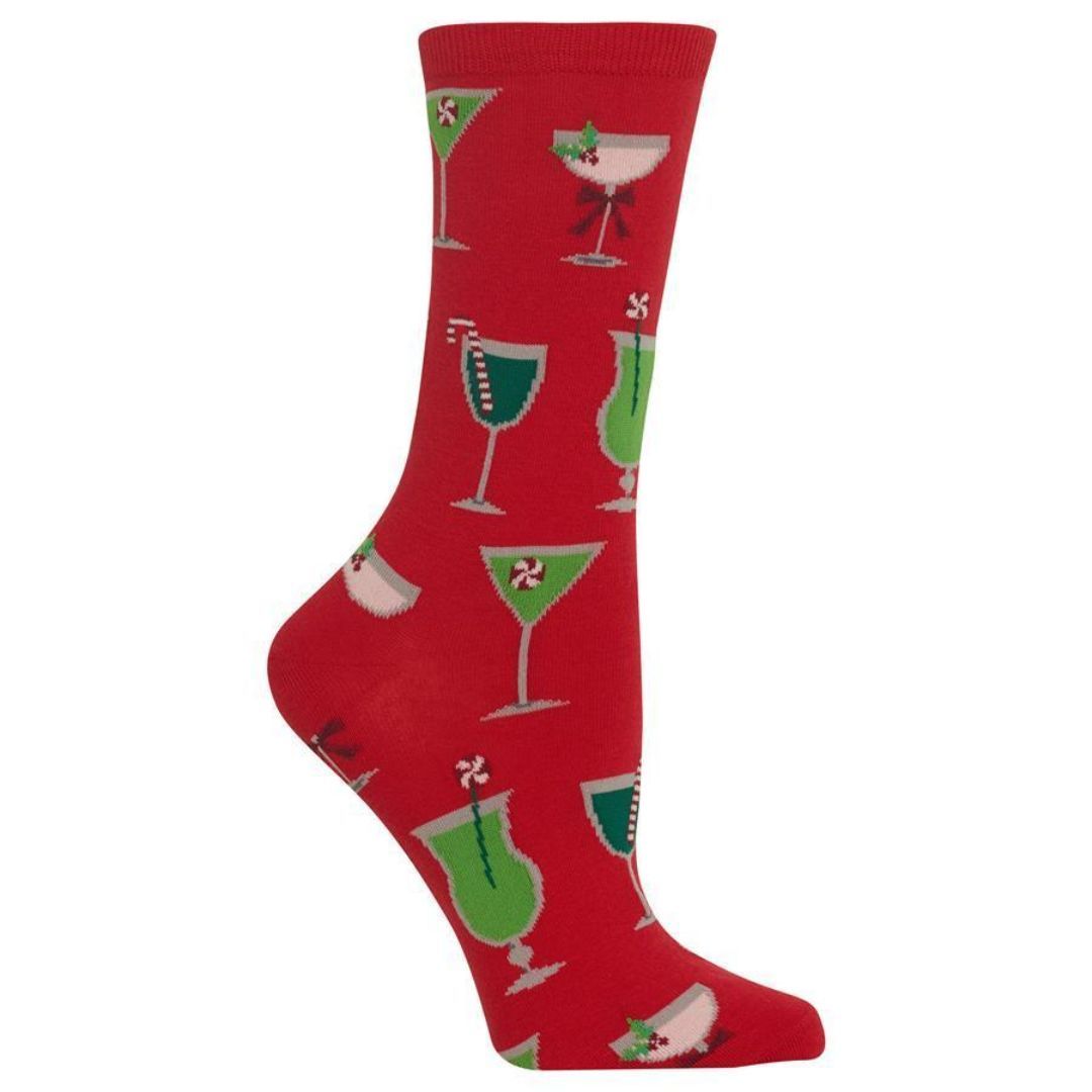 Christmas Cocktail Socks Women’s Crew Sock