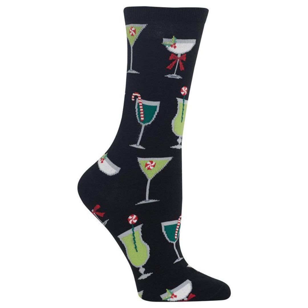 Christmas Cocktail Socks Women’s Crew Sock