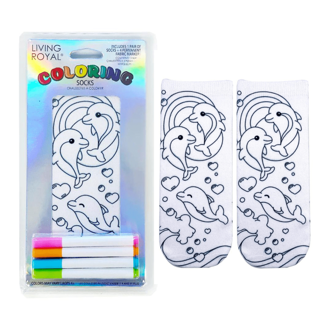 Dolphin Love Coloring Socks