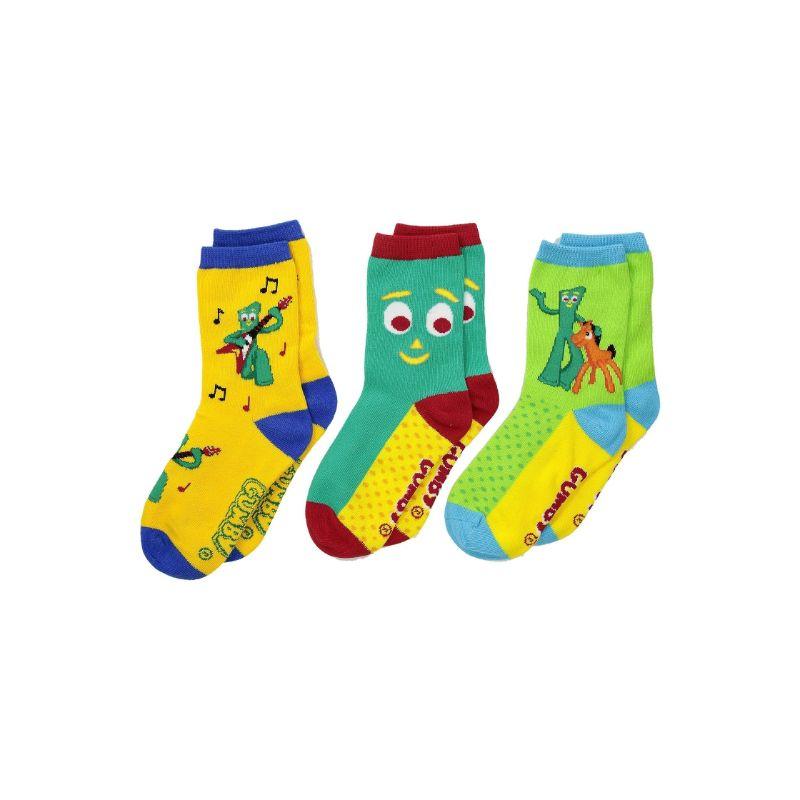 Gumby and Pokey Socks Children’s Crew Sock Ages 4-7 – 3 Pack