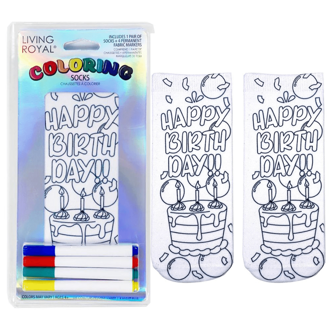 Happy Birthday Coloring Socks