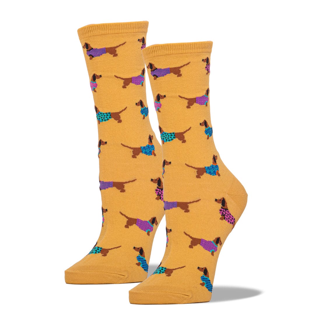 Yellow Haute Dog Socks Women’s Crew Sock