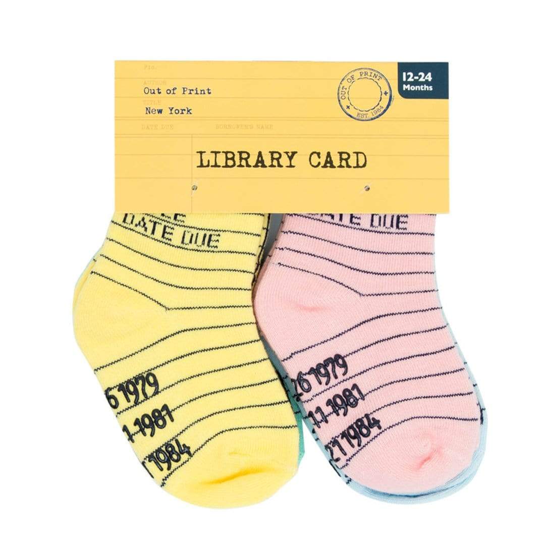 Library Card 4 Pack Infant Crew Socks