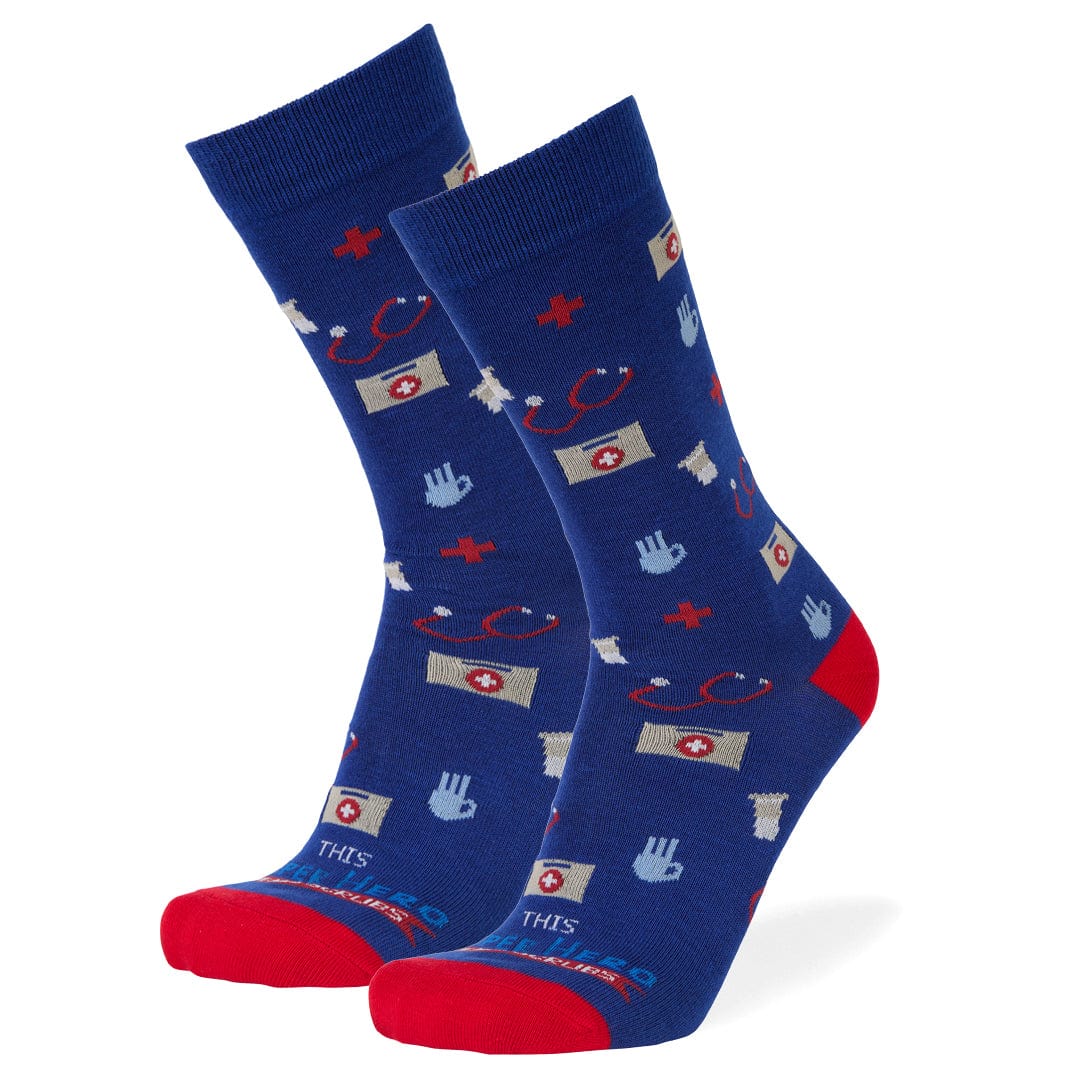 This Superhero Wears Scrubs Crew Socks