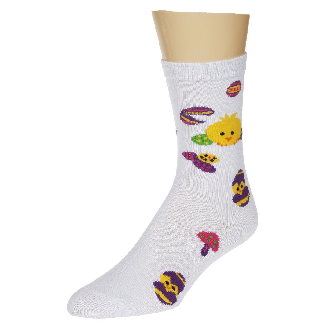 White Chick and Easter Egg Socks Women’s Crew Sock