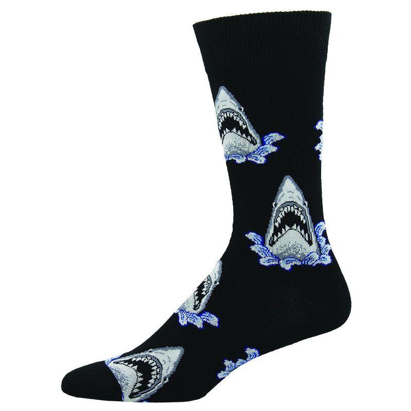 Shark Attack Men’s Black Crew Socks