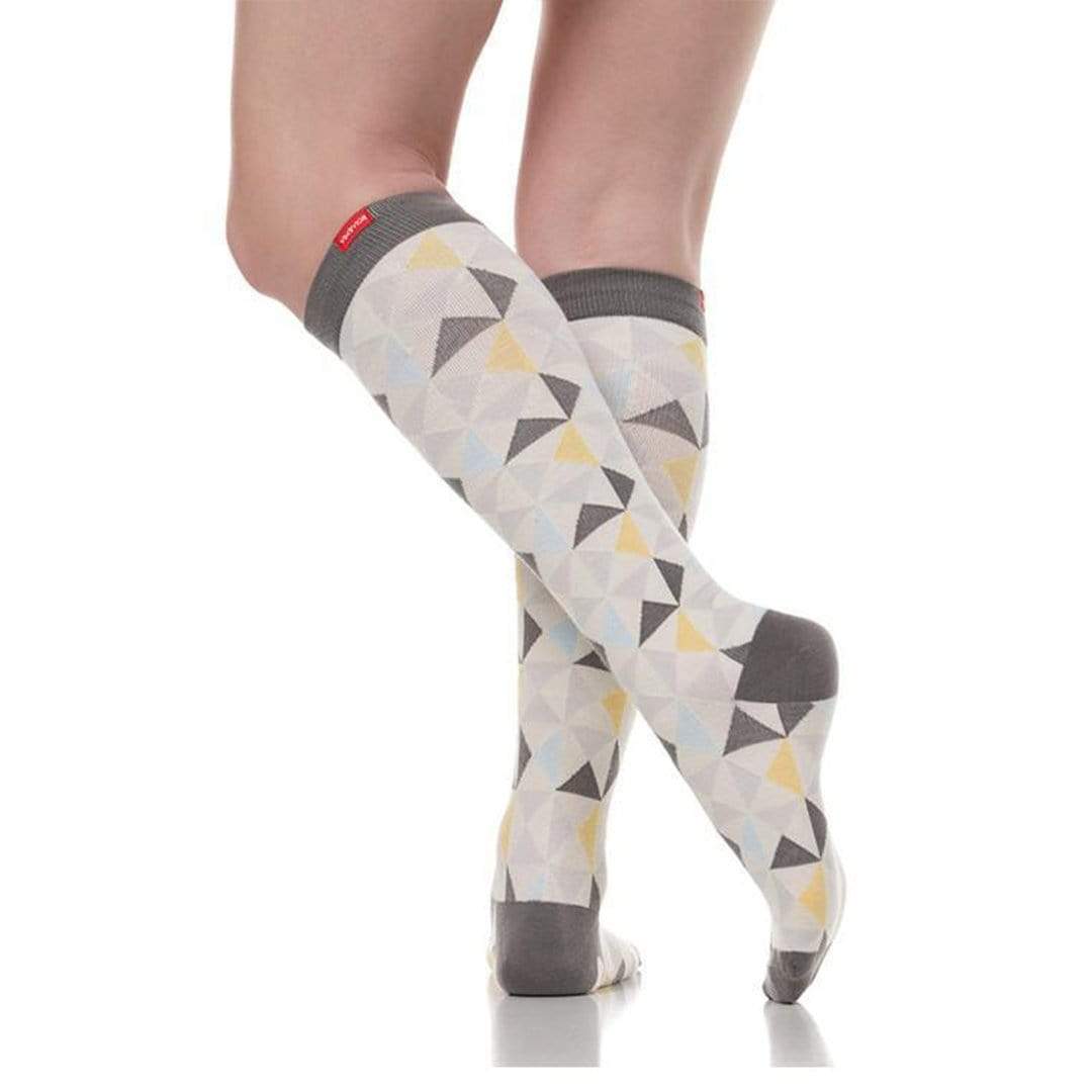 Modern Triangle: Gray & Gold Compression Socks Unisex Knee High Sock