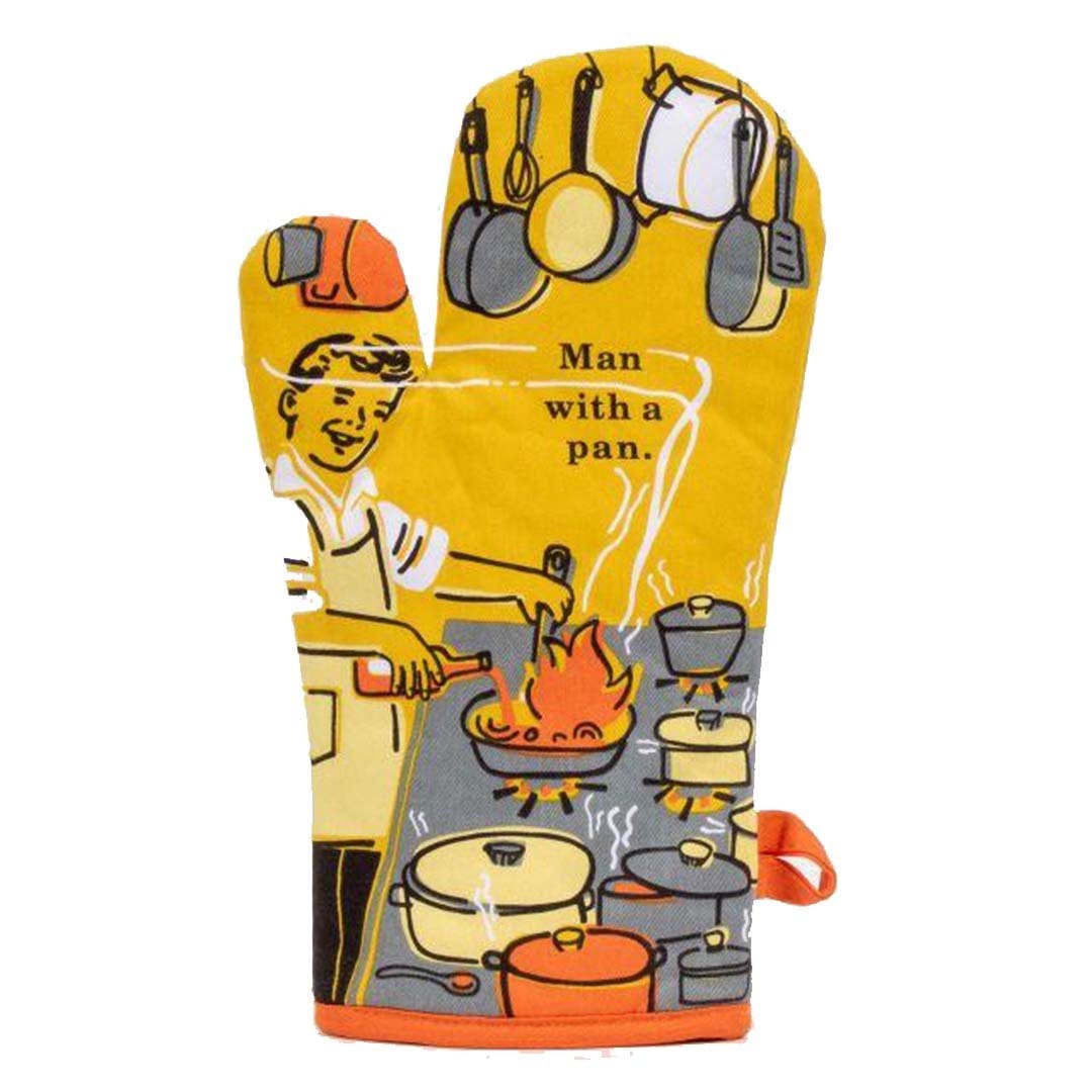 Man With a Pan Oven Mitt