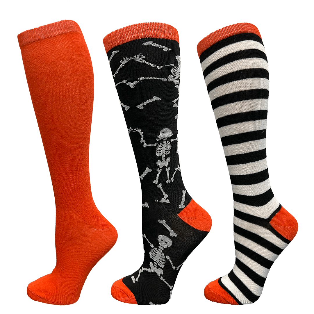 Halloween Skeletons Knee High Socks 3 Pack