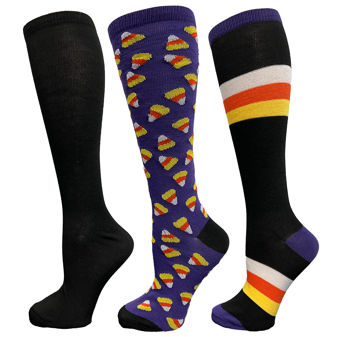 Halloween Candy Corn Knee High Socks 3 Pack