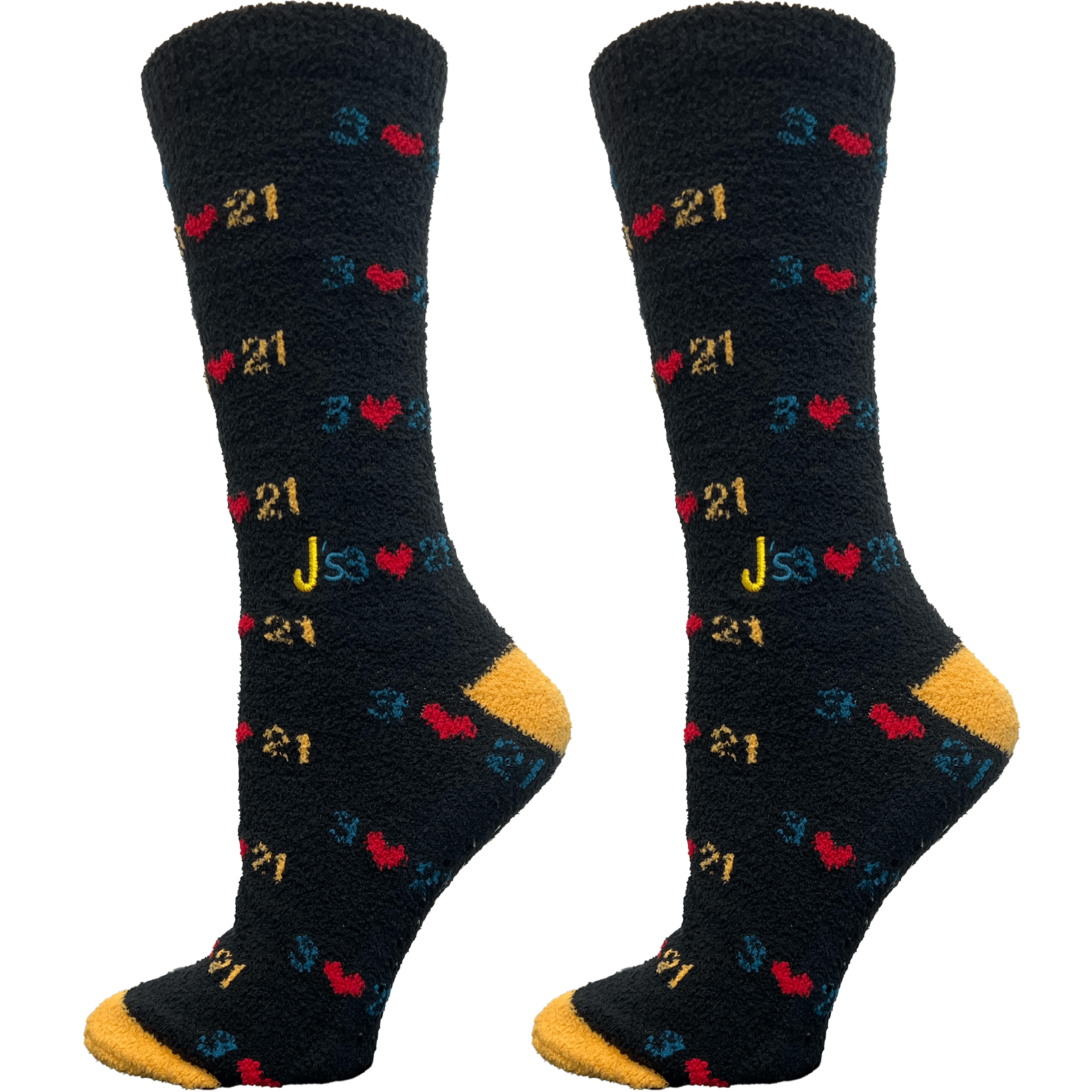 Down Syndrome Awareness Black Fuzzy Crew Socks