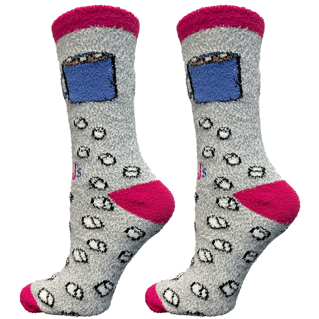 Hot Chocolate Mug Women’s Fuzzy Crew Socks