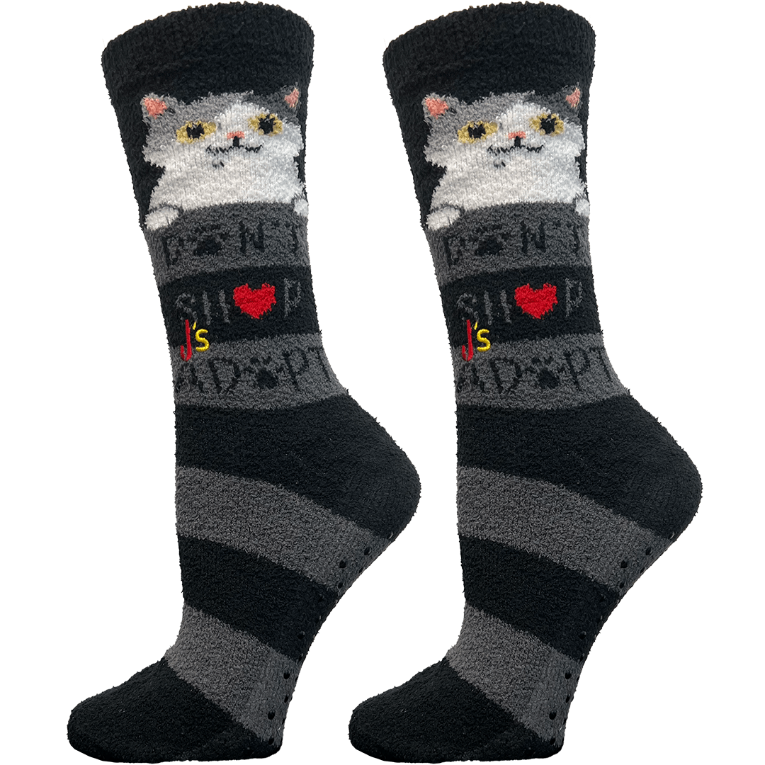 Cat Rescue Fuzzy Women’s Crew Socks