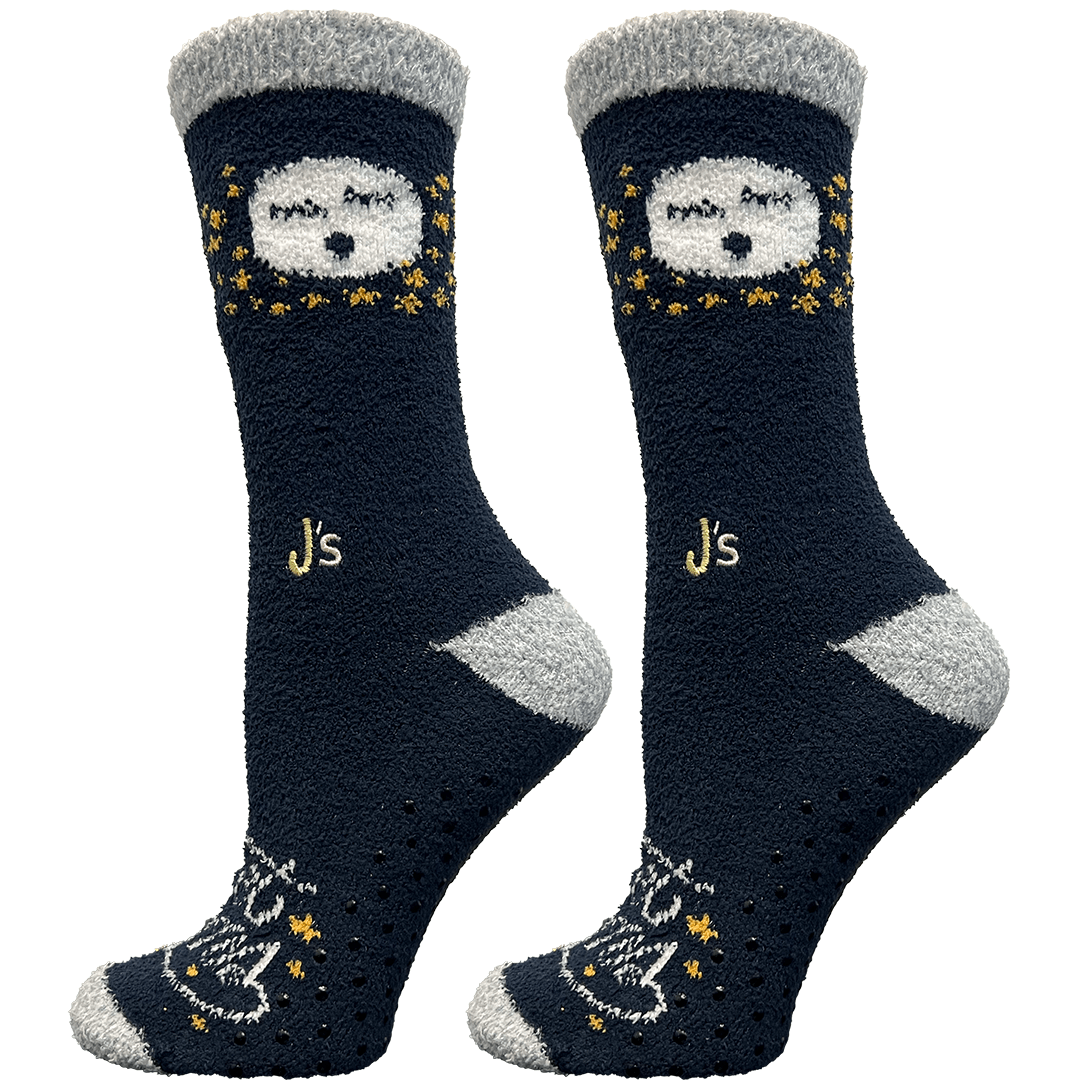 Sweet Dreams Moon Fuzzy Women’s Crew Socks