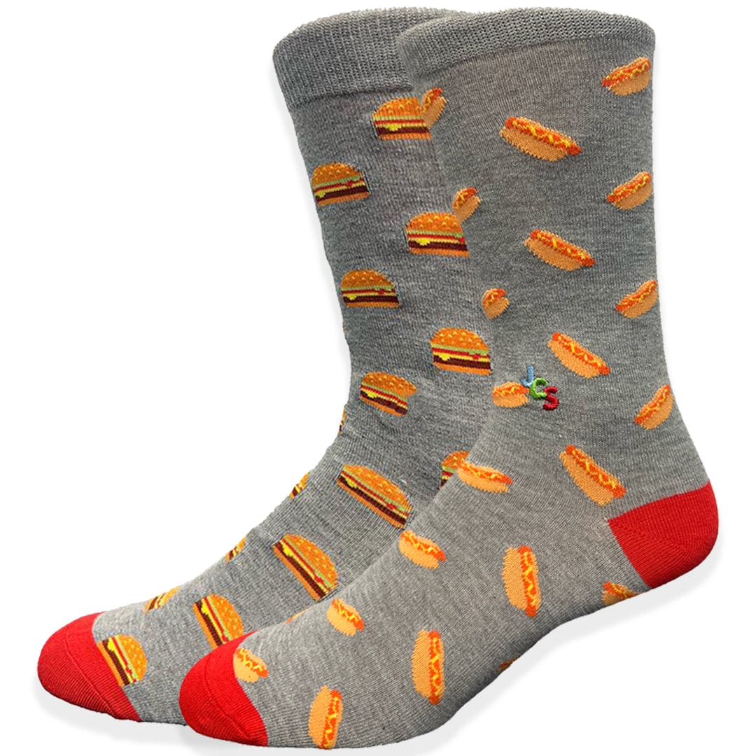 Mismatched Hamburger Hot Dog Crew Socks