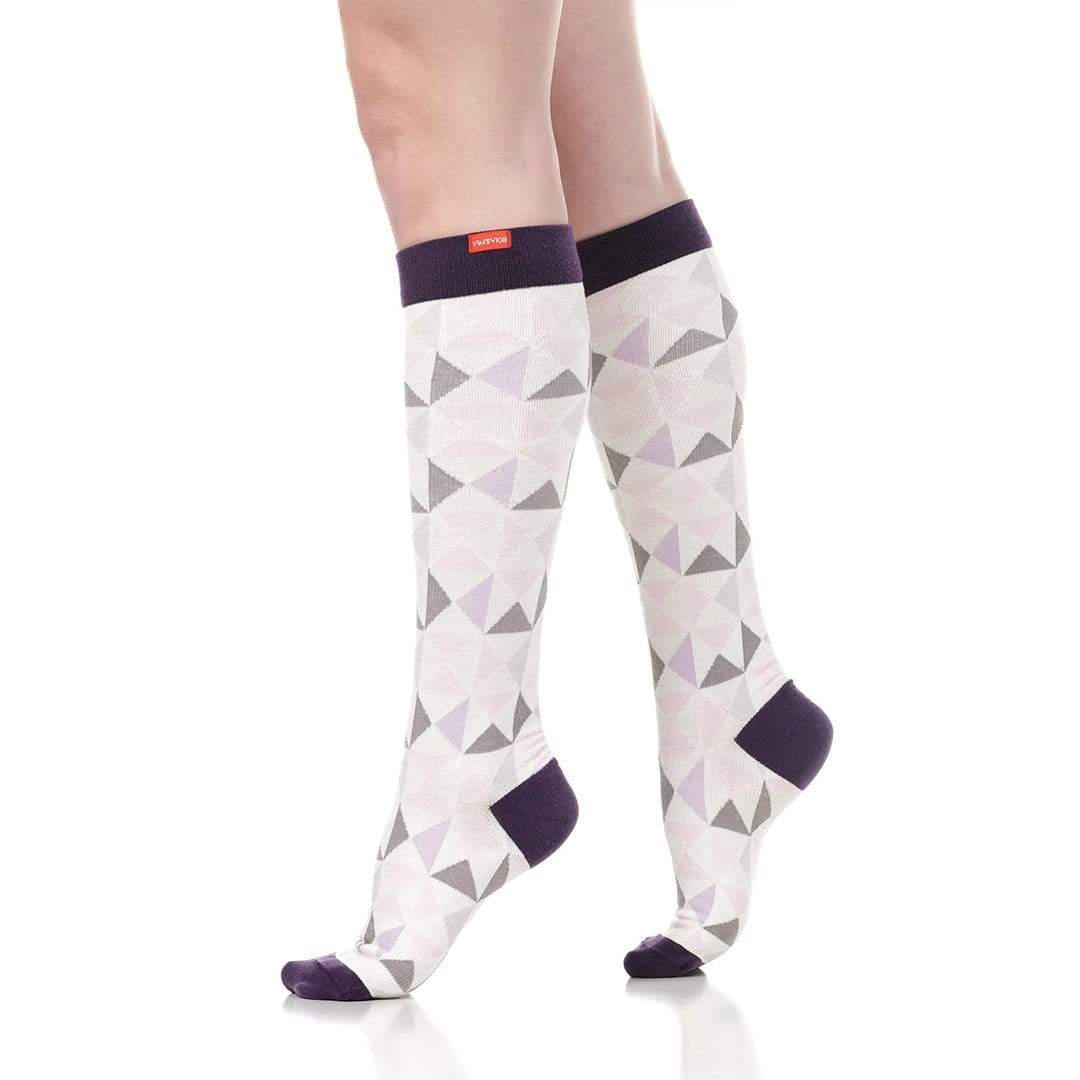 Modern Triangle: Pink & Lavender Compression Socks Unisex Knee High Sock