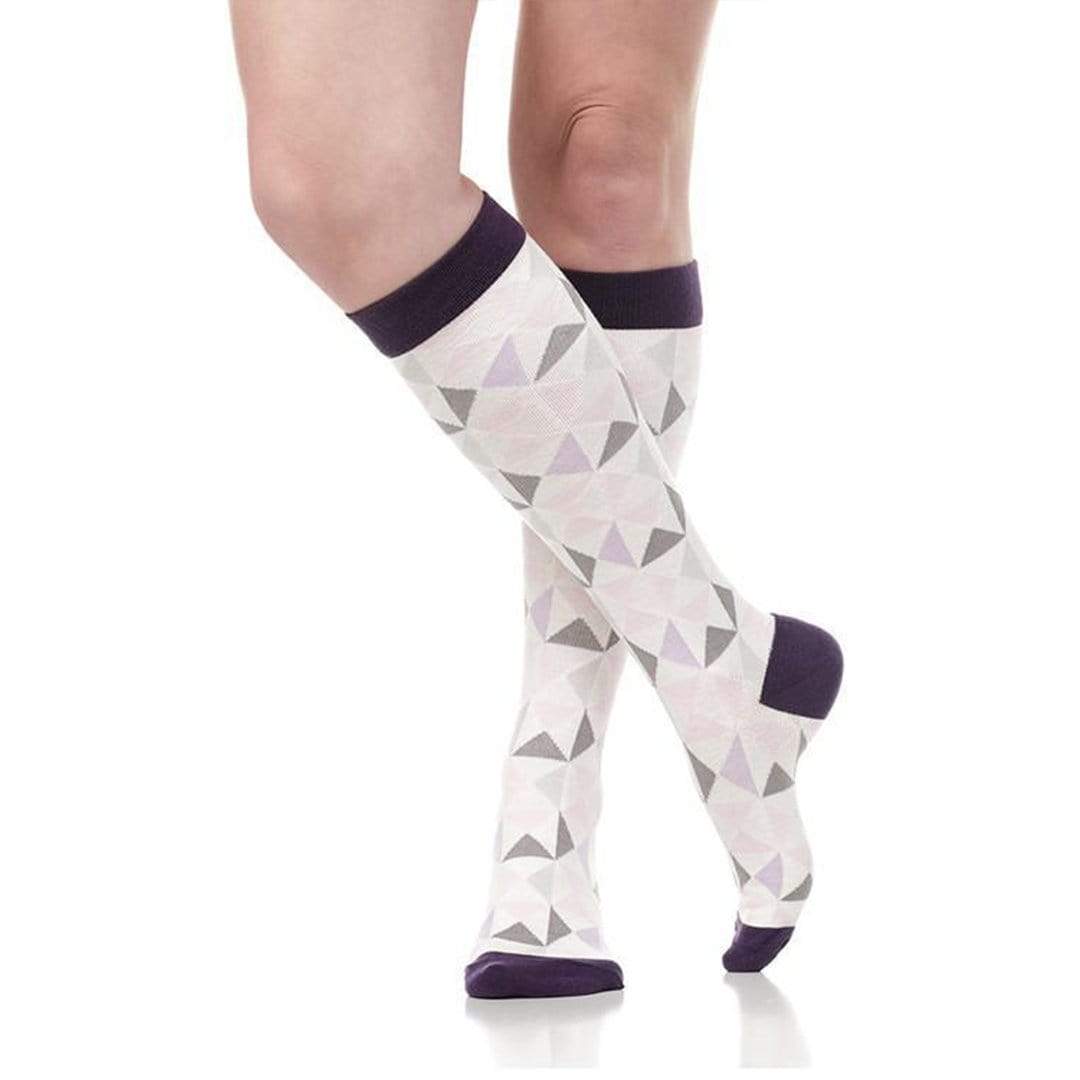 Modern Triangle: Pink & Lavender Compression Socks Unisex Knee High Sock