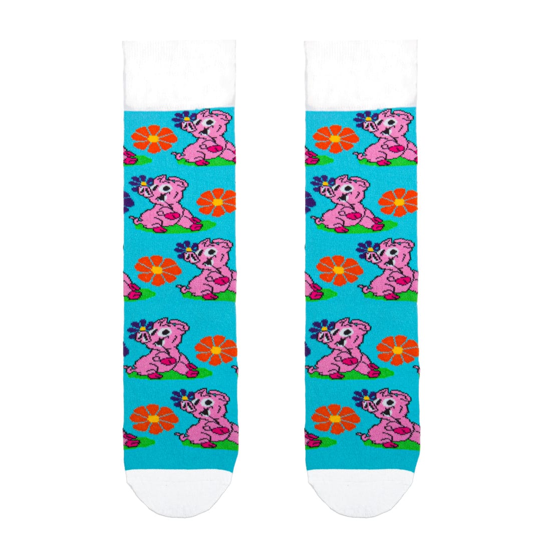 Pigs and Flowers Socks Unisex Crew Sock