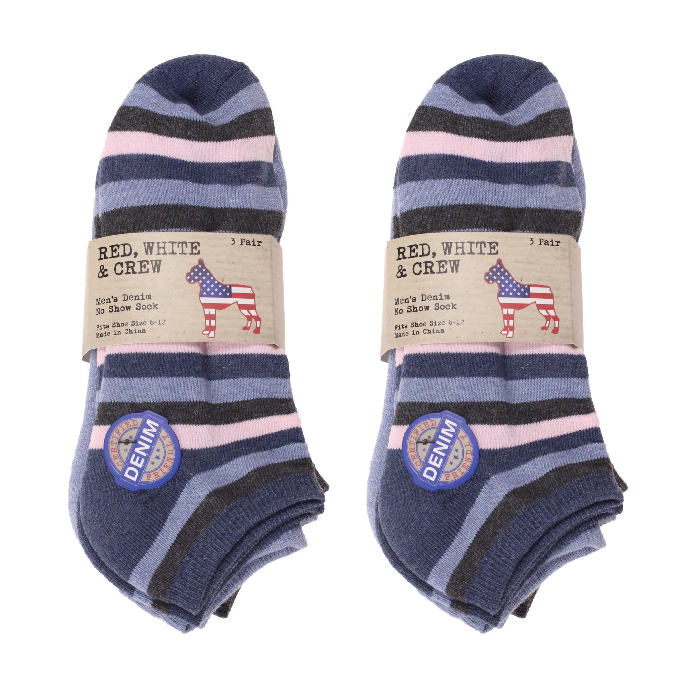 Blue Striped Socks 3 Pack Men’s No Show Socks