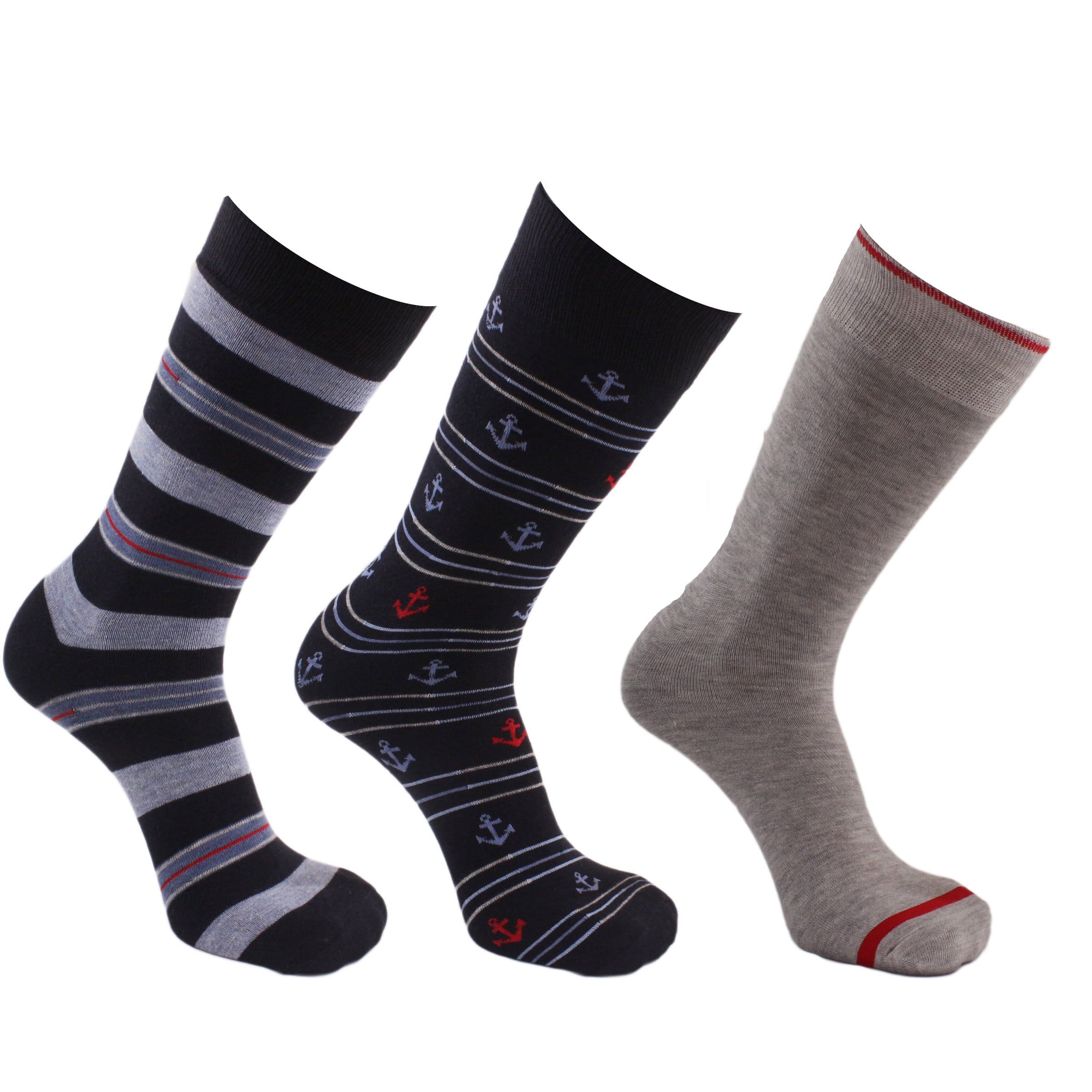 Anchors 3 Pack Crew Socks