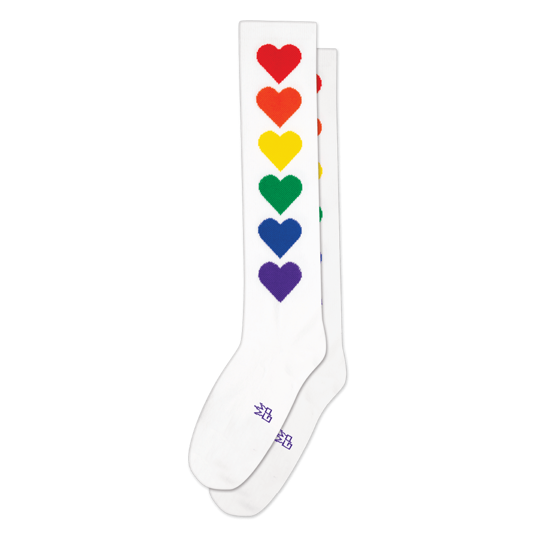 Rainbow Hearts Unisex Knee High Sock