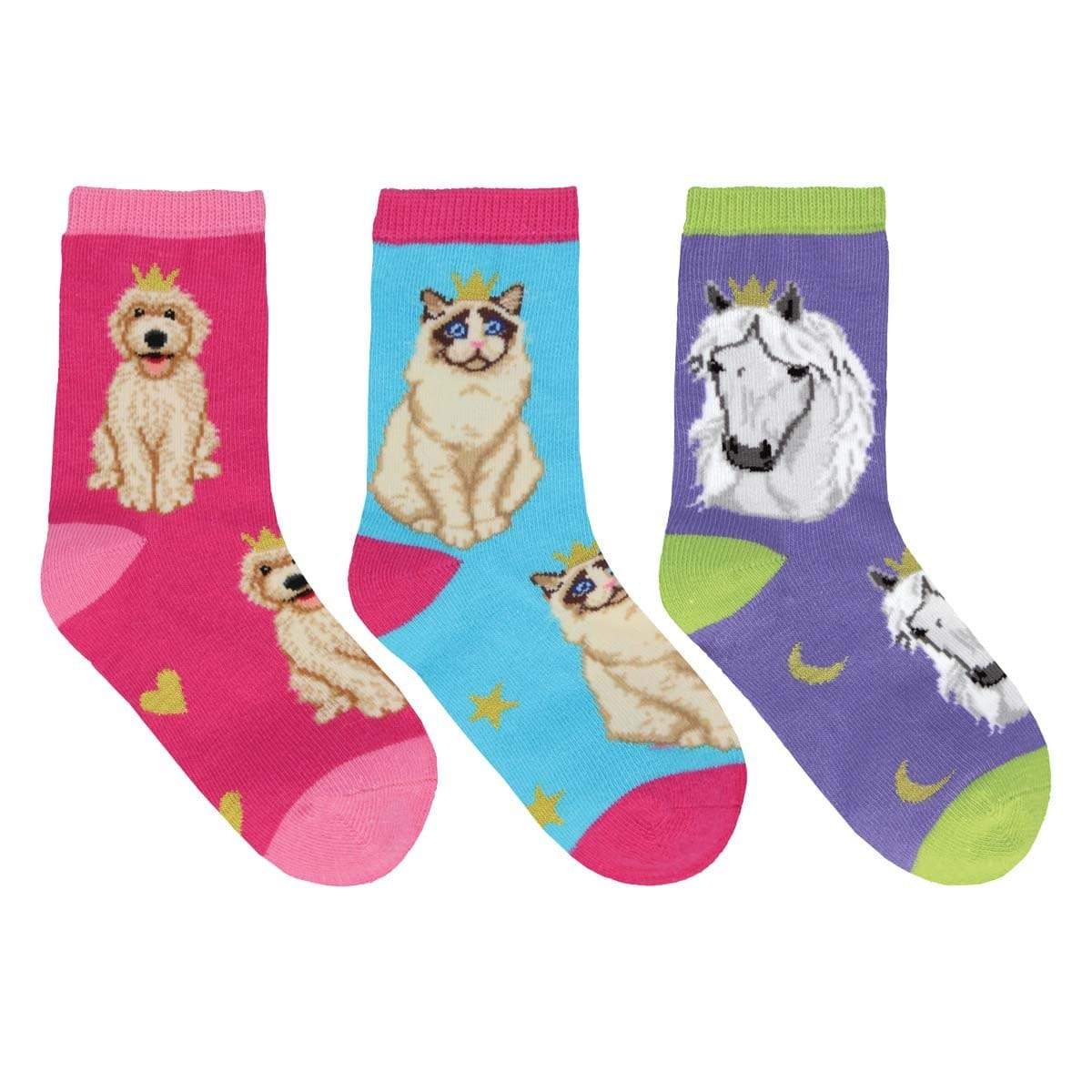 Reigning Cats and Dogs Crew Sock 3 Pack