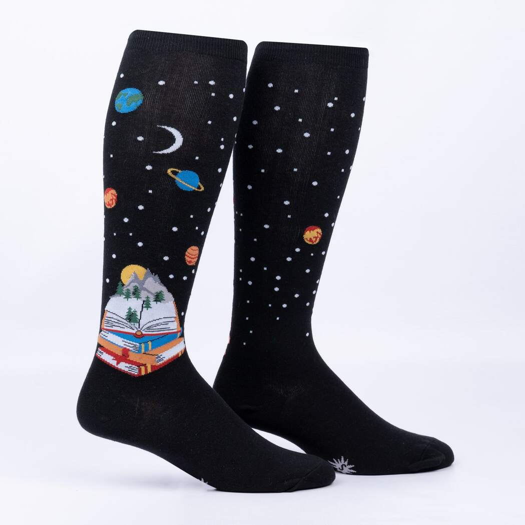 Take a Look, It’s In A Book Women’s Wide Calf Knee High Socks