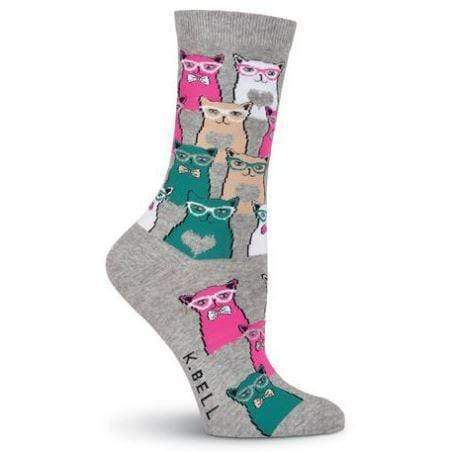 Grey Wise Smarty Cats Women’s Crew Sock