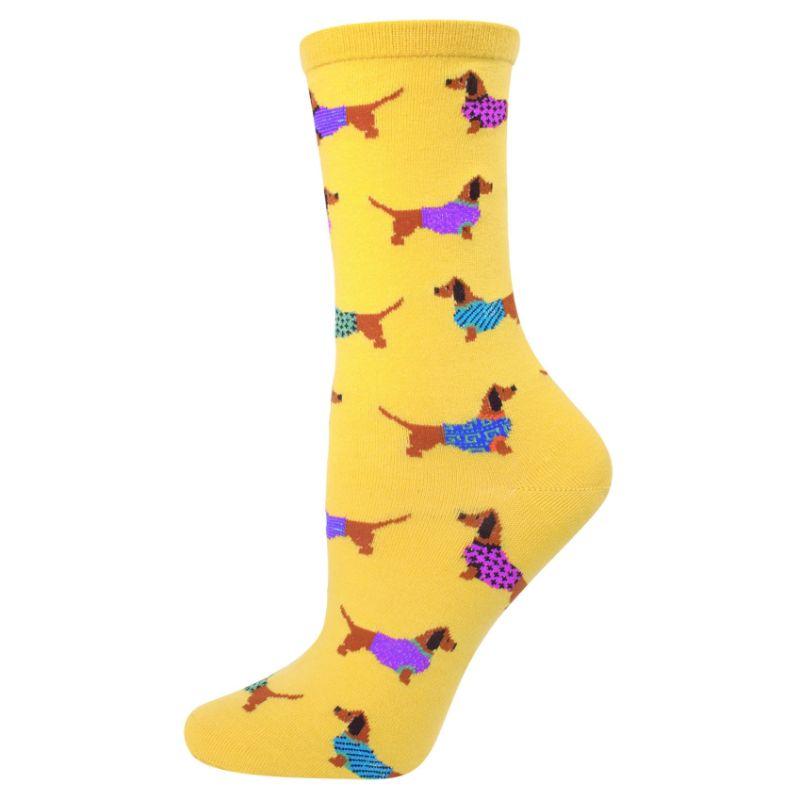 Yellow Haute Dog Socks Women’s Crew Sock