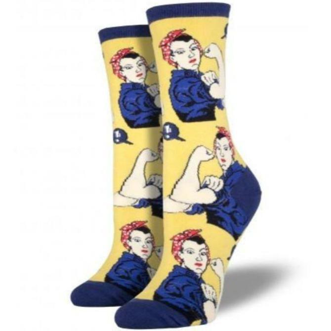 Rosie the Riveter Socks Yellow Women’s Crew Sock